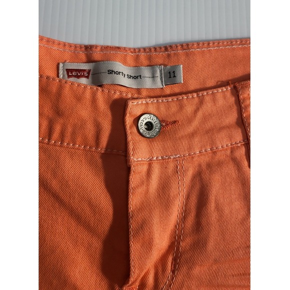 Y2K Levi's Orange Denim Shorts Cuffed Hem Casual Summer Size 11 - Picture 5 of 8